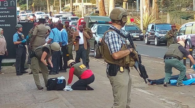 US Marines outside Nairobi Embassy after shooting incident/MOSES MUOKI