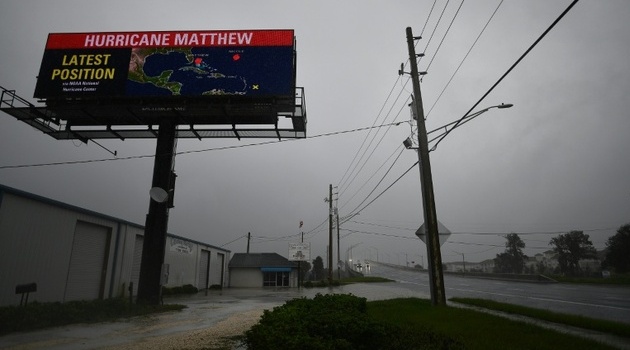 Hurricane Matthew has been downgraded to a Category Three storm by the National Hurricane Center, as its wind speed dropped slightly ©Jewel Samad (AFP)