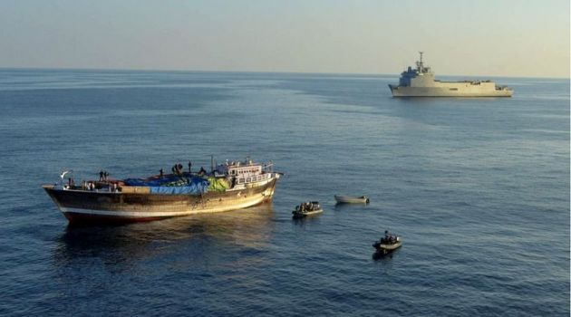 Picture released by the EU NAVFOR shows crew of a French EU Naval Force ship during an operation off Oman to release the crew of a dhow suspected to have been used as pirate mother-ship/AFP