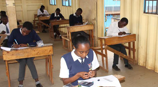 Candidates of States High School in Gatina, Nairobi undertaking the KCSE Examination on Monday; this year’s national examinations were administered under tight security. Photo/CFM.