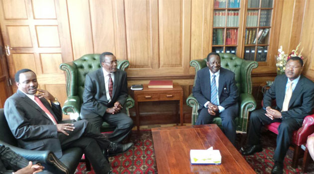 Chief Justice Maraga held a meeting with the CORD principals in his chambers on Tuesday/MOSES MUOKI