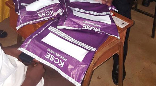 Packed KCSE exam papers. Photo/File