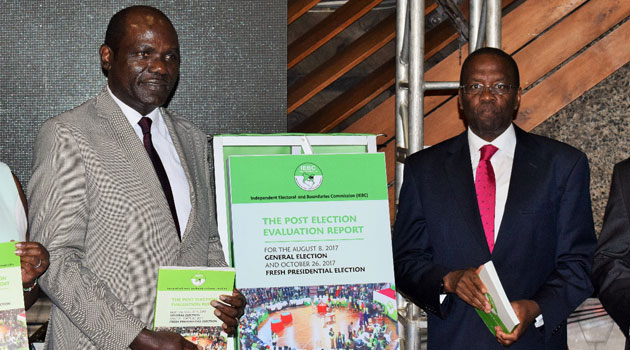 Image result for images of wily mutunga at the IEBC's launch of the 2017 post-election evaluation