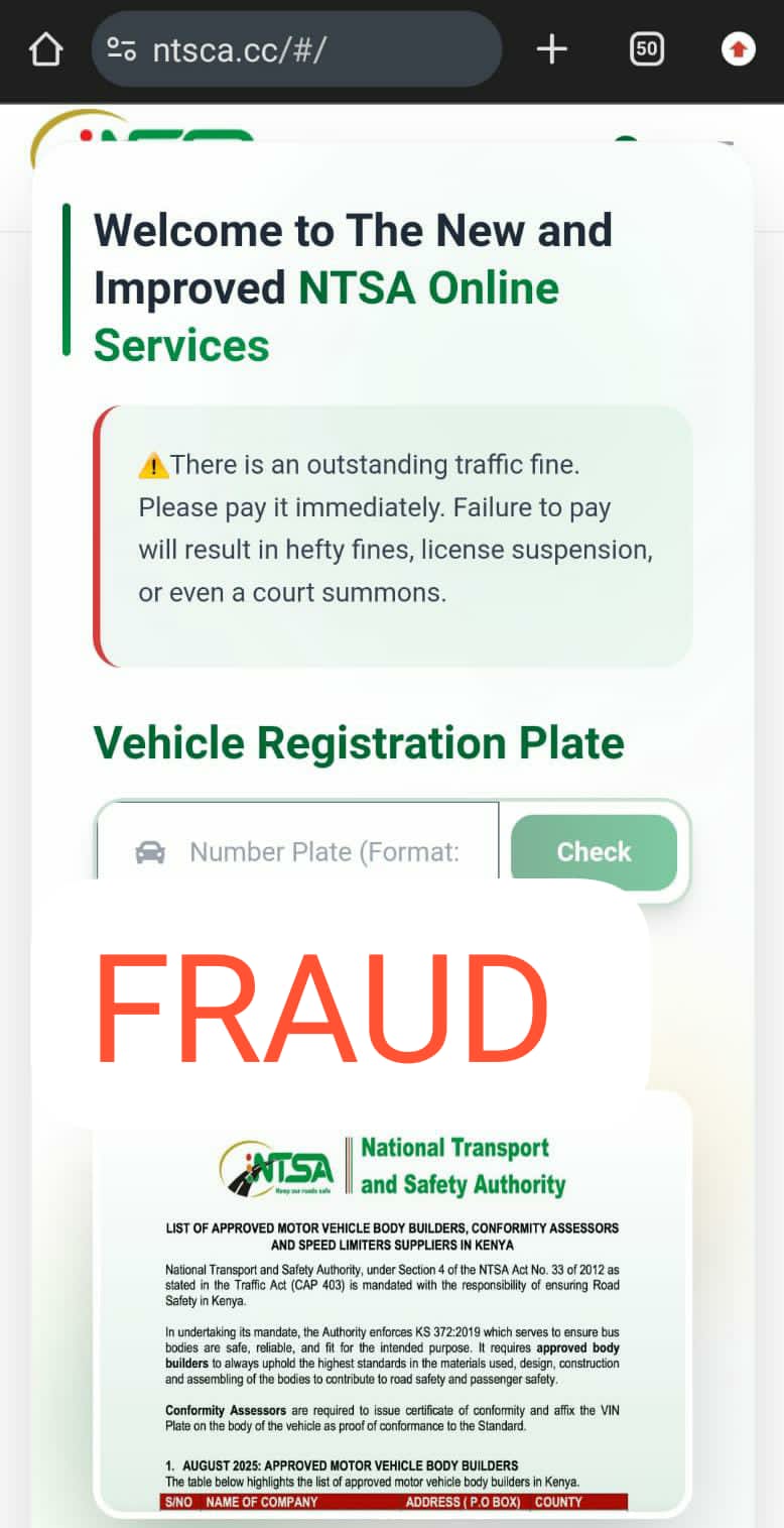 NTSA Flags Fraudulent SMS Traffic Fine Scheme Targeting Drivers