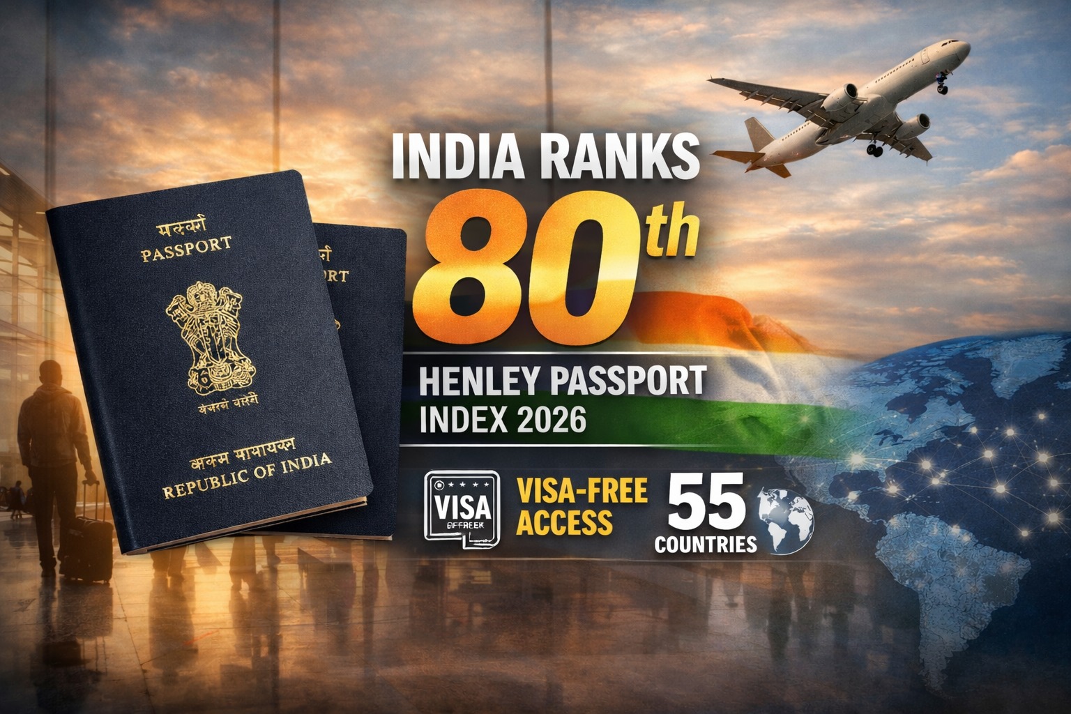 India Rises to 80th in Henley Passport Index 2026 as Global Mobility Gap Widens