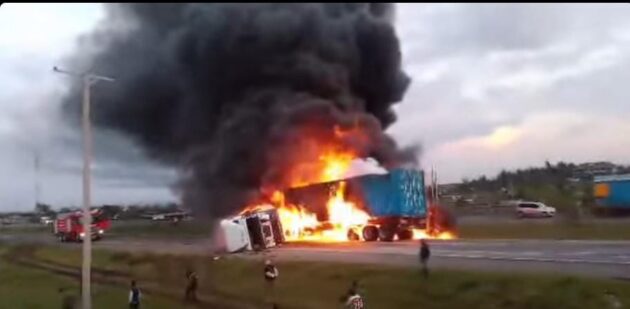 Traffic Snarl-up on Mombasa Road After Fuel Tanker Collides with Container Lorry