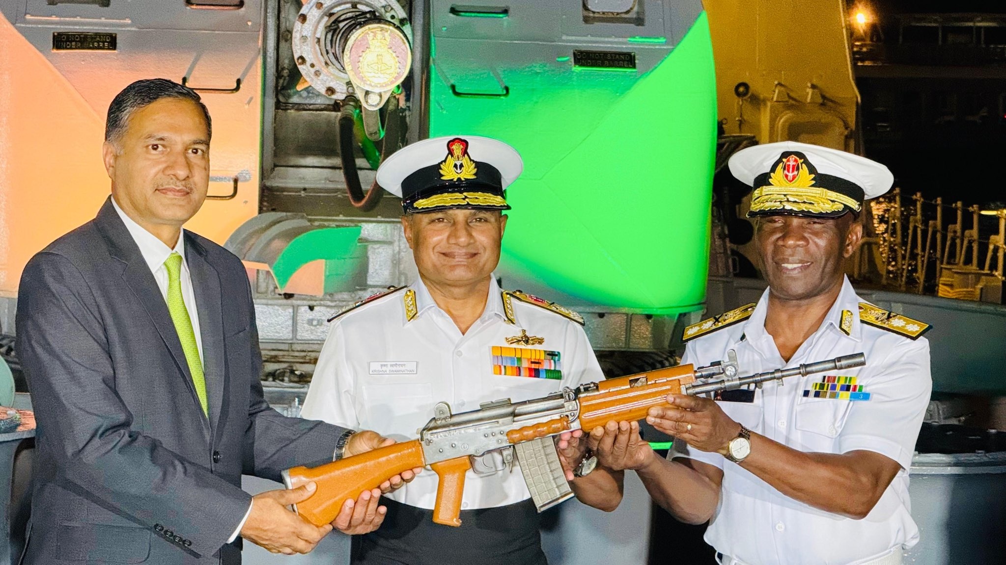 India Hands Over Rifles, Ammunition, And MRI Machine To KDF During INS Trikand Visit