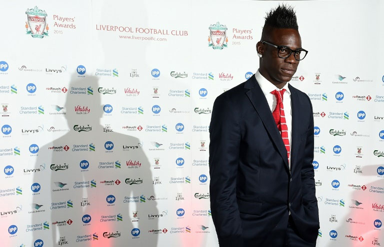 Liverpool's Italian forward Mario Balotelli arrives to attend the Liverpool Football Club 2015 Players' Awards at the Echo Arena in Liverpool on May 19, 2015. PHOTO/AFP