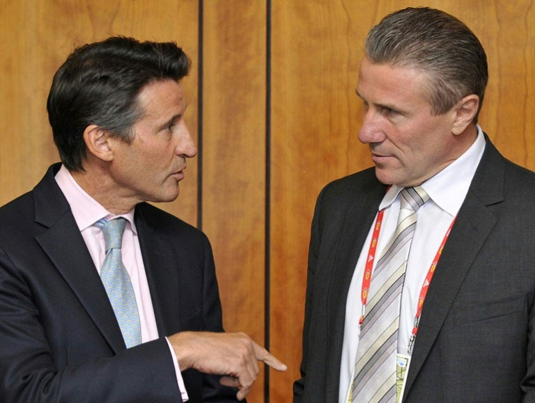 Sebastian Coe (L) and Sergey Bubka (R) will go head to head in the contest for the International Association of Athletics Federations (IAAF) presidency. PHOTO/AFP