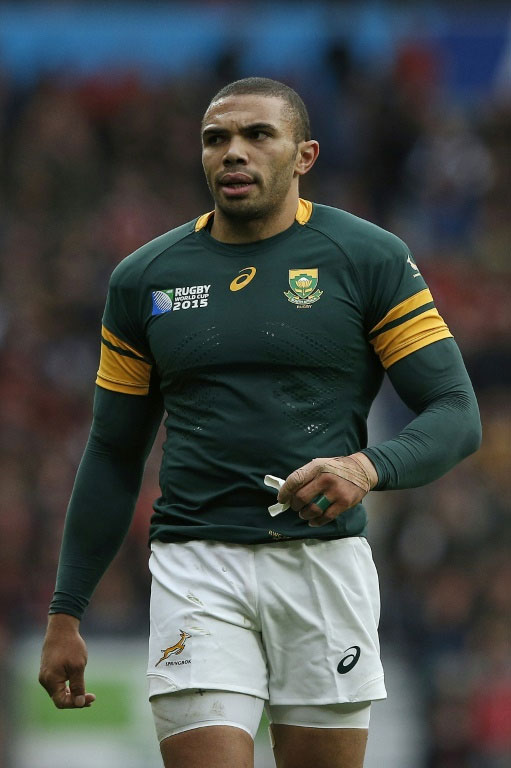 South Africa's Bryan Habana shares the record with New Zealand legend Jonah Lomu for the number of tries in a single World Cup -- eight, and is also level with Lomu for the overall World Cup record, 15. PHOTO/AFP