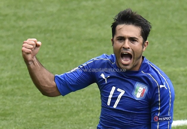 Italy forward Eder celebrates his goal against Sweden in their Euro 2016 Group E clash in Toulouse on June 17, 2016.