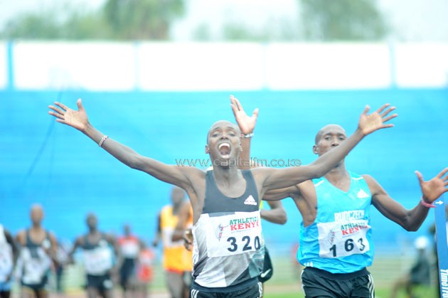 World Youth Champion Kumari Taki cruising to victory in the men's 1500m during the World Junior Trials. PHOTO/Raymond Makhaya.