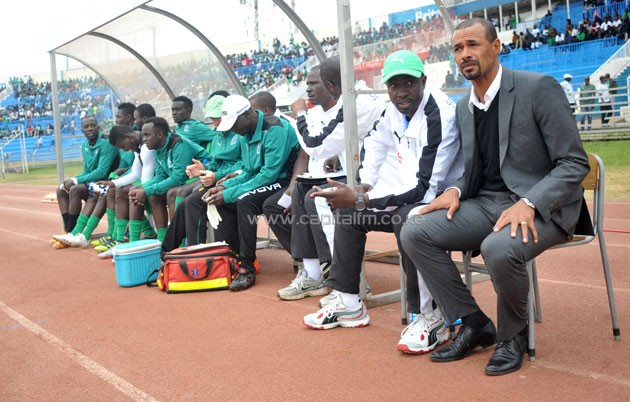 Gor Mahia's technical bench led by Brazilian Jose 'Zemaria' Marcelo.PHOTO/Raymond Makhaya.