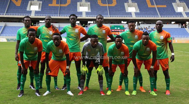Zesco United players line up before a past match