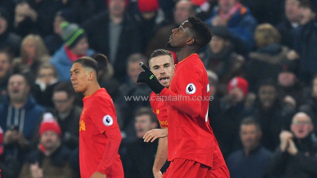 Divock Origi celebrating after scoring Liverpool's goal.PHOTO/Sky Sports