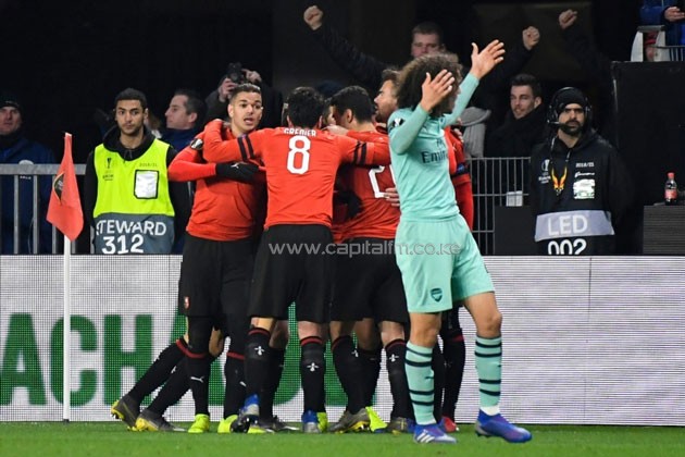 Arsenal shocked by Rennes in Europa first leg ARSENAL BEATEN - Arsenal shocked by Rennes in Europa first leg