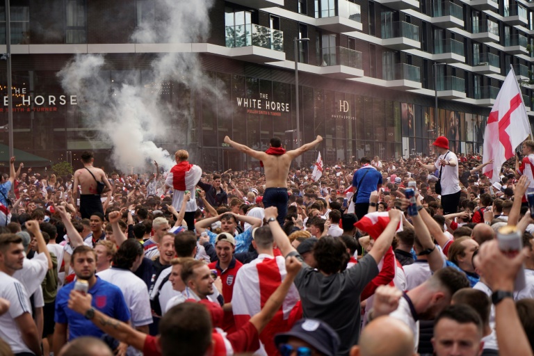 Violent scenes as ticketless England fans breach Wembley for Euro final