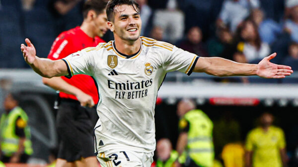 Brahim celebrates his goal for Real Madrid