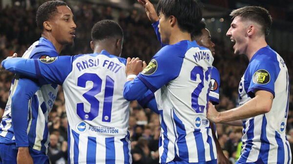 Brighton celebrate their win over Ajax. PHOTO/Brighton/Twitter