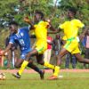 City Stars forward Robinson Asenwa is fouled by Kariobangi Sharks' skipper Kevin Luke Otiala. PHOTO/Timothy Olobulu