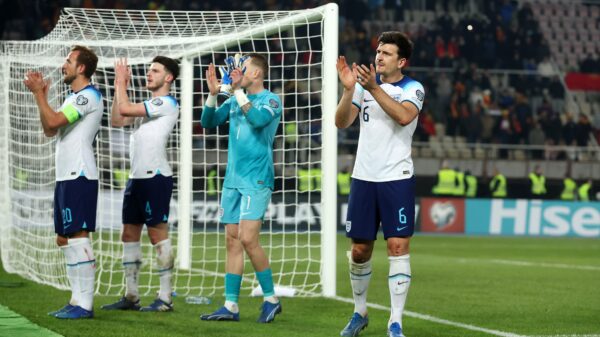 England players applaud the away fans after their match against North Macedonia. PHOTO/England/X