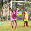 Lewinsky Akinyi celebrates one of her two goals. PHOTO/Timothy Olobulu