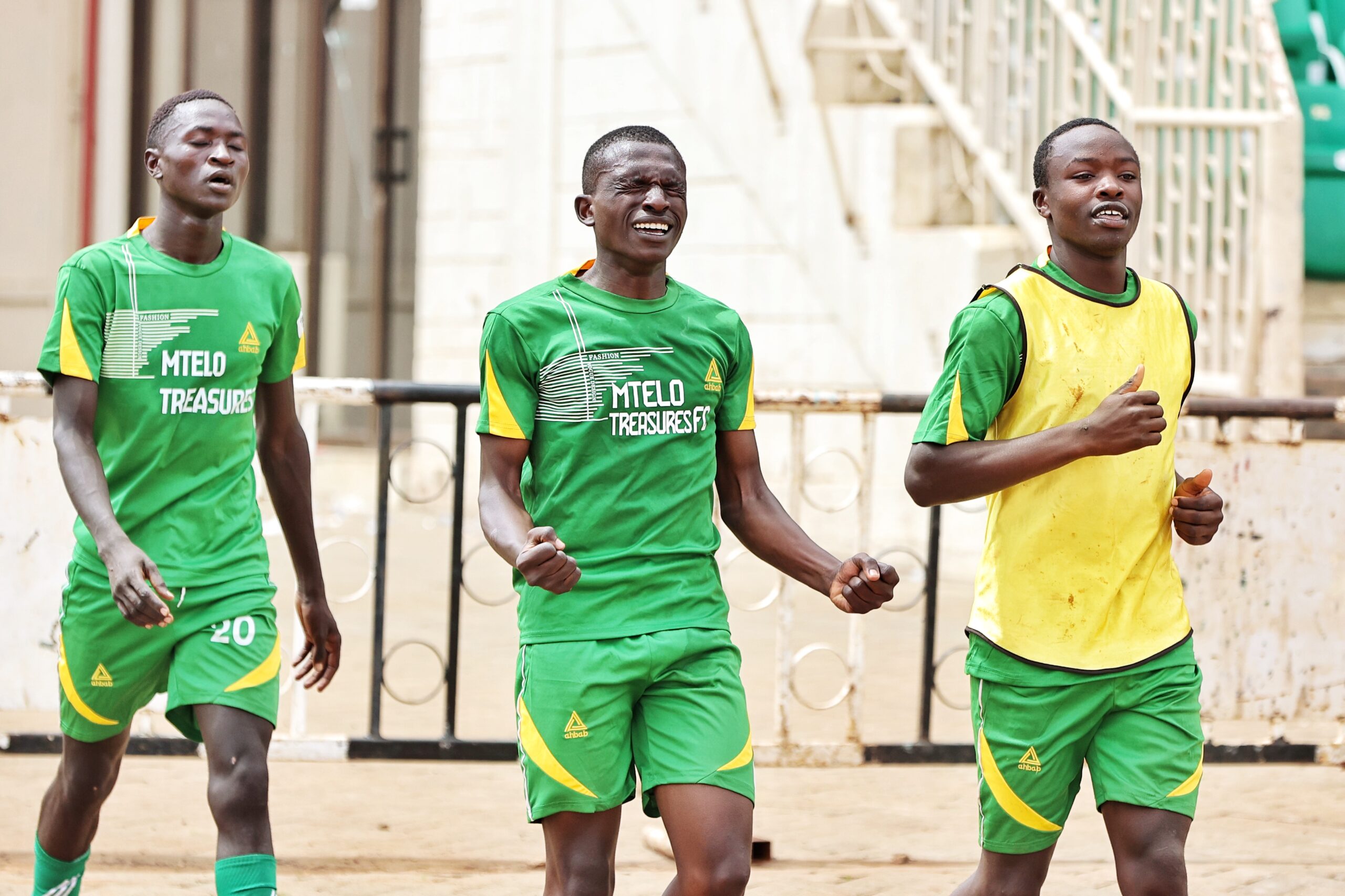 West Pokot players celebrate a goal in a match against Kirinyaga at the Nyayo National Stadium. PHOTO/Kelly Ayodi
