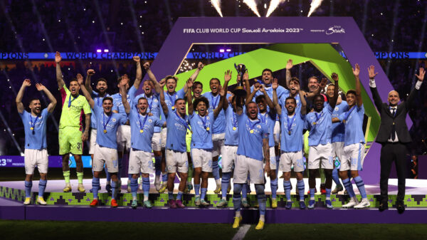 Manchester City celebrate their victory in the FIFA Club World Cup. PHOTO/FIFA